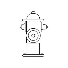 Fire hydrant icon, isolated on white background. Used by firefighters for extinguishing flames. Metal water pipe with nozzles for hose. Vector stock illustration.