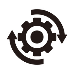 Workflow process icon in flat style, Gear cog wheel with arrows vector illustration on white isolated background