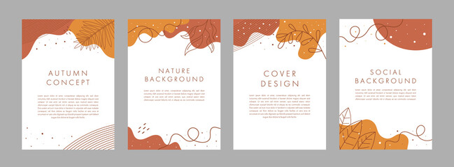 Set of abstract creative artistic templates with autumn concept. Universal cover Designs for Annual Report, Brochures, Flyers, Presentations, Leaflet, Magazine.