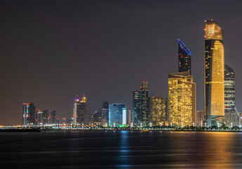 ABU DHABI city view during golden hours, taken from marina break water