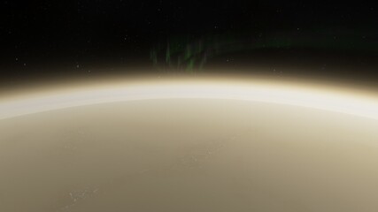 science fiction wallpaper, cosmic landscape, realistic exoplanet, beautiful alien planet in far space, detailed planet surface 3d render