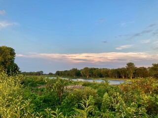 summer landscape with blue sky and clouds