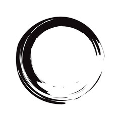 Circle brush stroke vector isolated on white background. Black enso zen circle brush stroke.For stamp,seal, ink and paintbrush design template. Grunge hand drawn circle shape, vector illustration