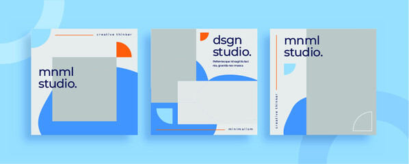 Set of editable templates for Instagram post, Facebook square frame, social media, advertisement, and business promotion, fresh design with blue color and minimalist vector (3/3)