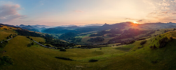 beautiful landscape with valleys, lakes and rivers in High Tatras