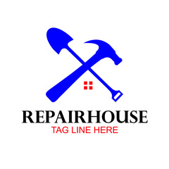   Hammer and shovel home property vector  ilustration logo design 