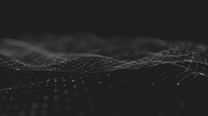 Abstract polygonal space low poly dark background with connecting dots and lines.