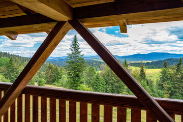 Fototapeta premium View from lookout tower in Sedlo Beskyd, Slovakia