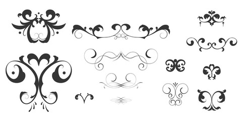 Vintage ornaments set. Vignette borders. Flourish and scroll elements for your projects. Isolated Eps10 vector.