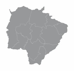 Naklejka premium Mato Grosso do Sul State regions map
