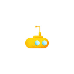 Yellow submarine side view isolated on white. - Vector