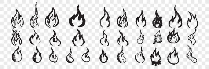 Hand drawn flames doodle set © drawlab19