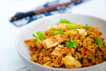 Chinese rice with vegetables and chicken