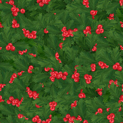 Mistletoe seamless pattern. Bright Christmas background, wrapping design