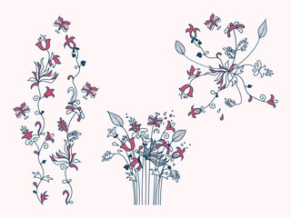 New post stories, vector set cards of lettering with flowers and butterfly in Scandinavian style. © tanyalmera