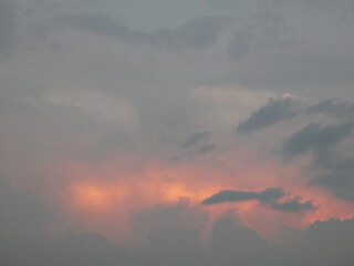 Clouds and red light in the sky