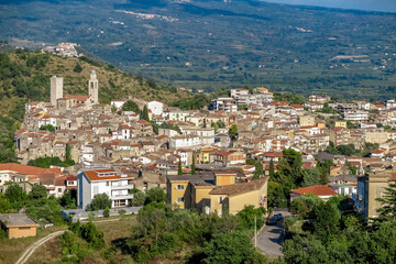 Fototapeta na wymiar General panorama of the Castelforte community with the whole region and mountains in the background, Province of Latina, Italy