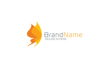 Butterfly logo formed with modern shape in orange color