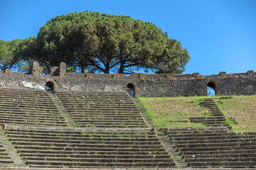 Pompeii amphitheater grandstand, city of Pompeii, province of Naples, Italy