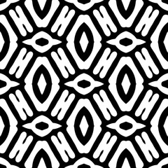 Intricate geometric pattern in classic black and white seamless pattern vector background.