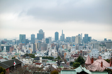 神戸の神社の展望台から見た景色