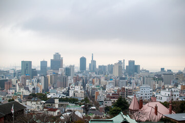 神戸の神社の展望台から見た景色
