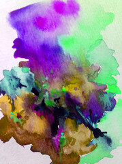 Abstract bright colored decorative background . Floral pattern handmade . Beautiful tender romantic summer meadow with flowers , made in the technique of watercolors from nature.