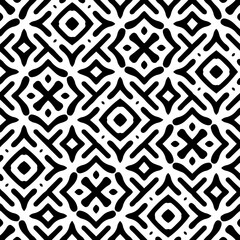 Intricate geometric pattern in classic black and white seamless pattern vector background.