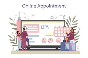 Cosmetologist online service or platform, skin care and treatment.