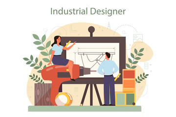 Industrial designer concept. Artist creating modern environment