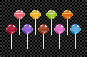 Colorful lollipops on a transparent background