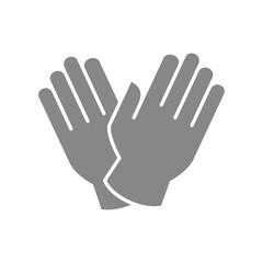 Rubber medical gloves gray icon. Hand protective symbol