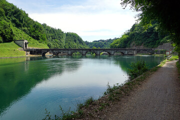 Fototapeta na wymiar Italy, Lombardy, along the Adda river, The Robbiate dam