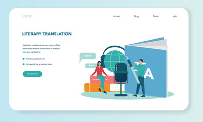 Translator and translation service web banner or landing page .