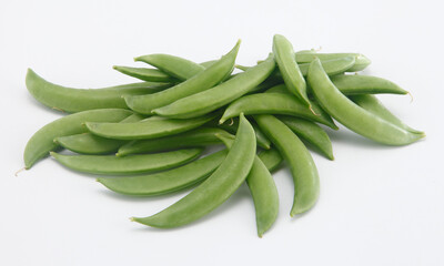 green beans on white background