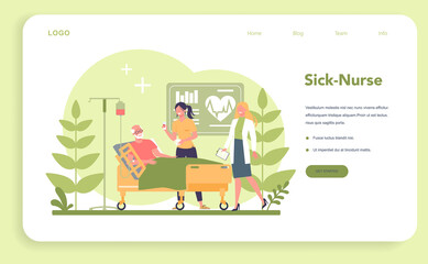 Obraz premium Nurse service web banner or landing page. Medical occupation