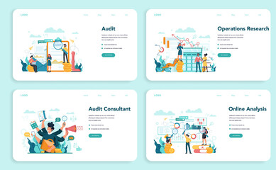 Audit web banner or landing page set. Business operation research