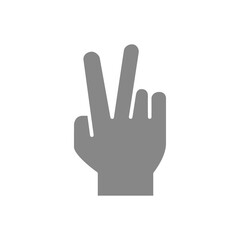 Obraz premium Victory gesture gray icon. Peace world symbol