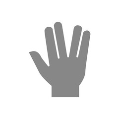 Fototapeta na wymiar Salute gray icon. Live long and prosper gesture symbol