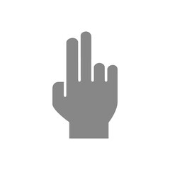 Mudra of life gesture gray icon. Two fingers up symbol