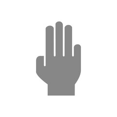 Human hand gray icon. Open palm gesture symbol