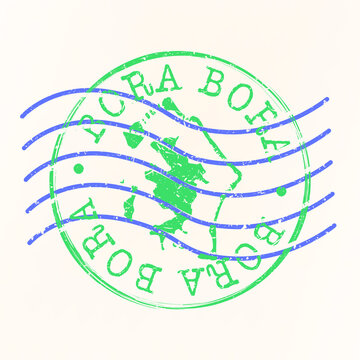Bora Bora Island Map Seal. Silhouette Postal Passport Stamp. Round Vector Icon Postmark.