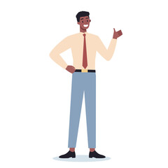 Business character showing a sign of OK. Male employee with