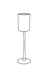 Continuous one line drawing. Coctail glass. Vector illustration. Wine glass outline. Continuous black one line drawing. Vector illustration. Vector.