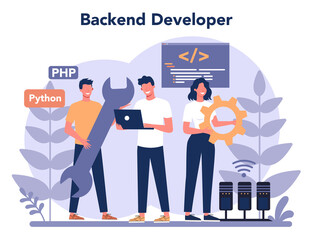 Back end development concept. Software development process.