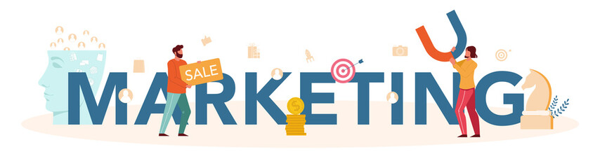 Marketing typographic header. Advertising and marketing concept.