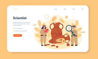 Archaeologist web banner or landing page . Ancient history