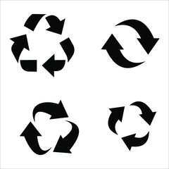 black recycle vector, white color background.