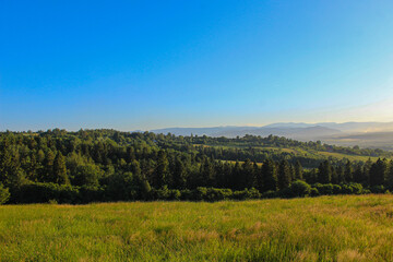 Fototapeta na wymiar mountain landscape with clear blue sky