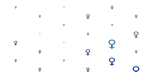 Light Multicolor vector texture with women's rights symbols.